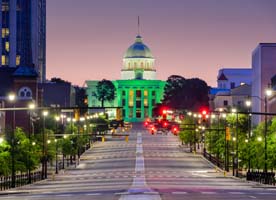 View of Montgomery Alabama with State Capitol at the center